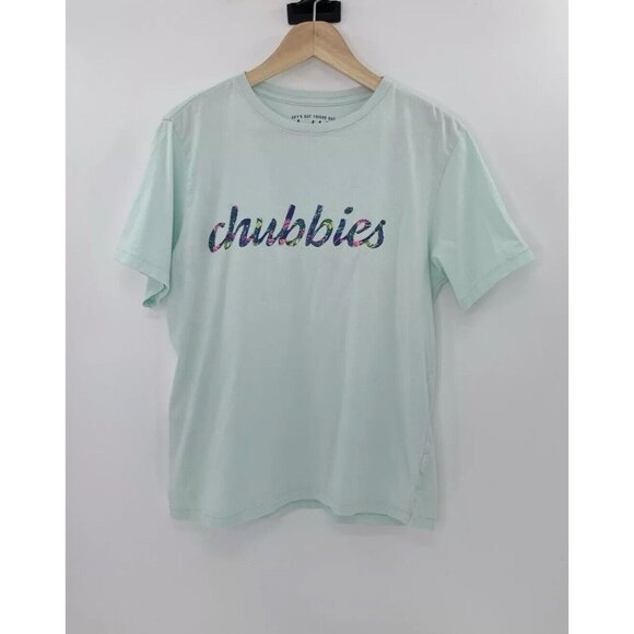 Chubbies Men’s Light Aqua Logo T-Shirt Short Sleeve Size Medium - Picture 1 of 7